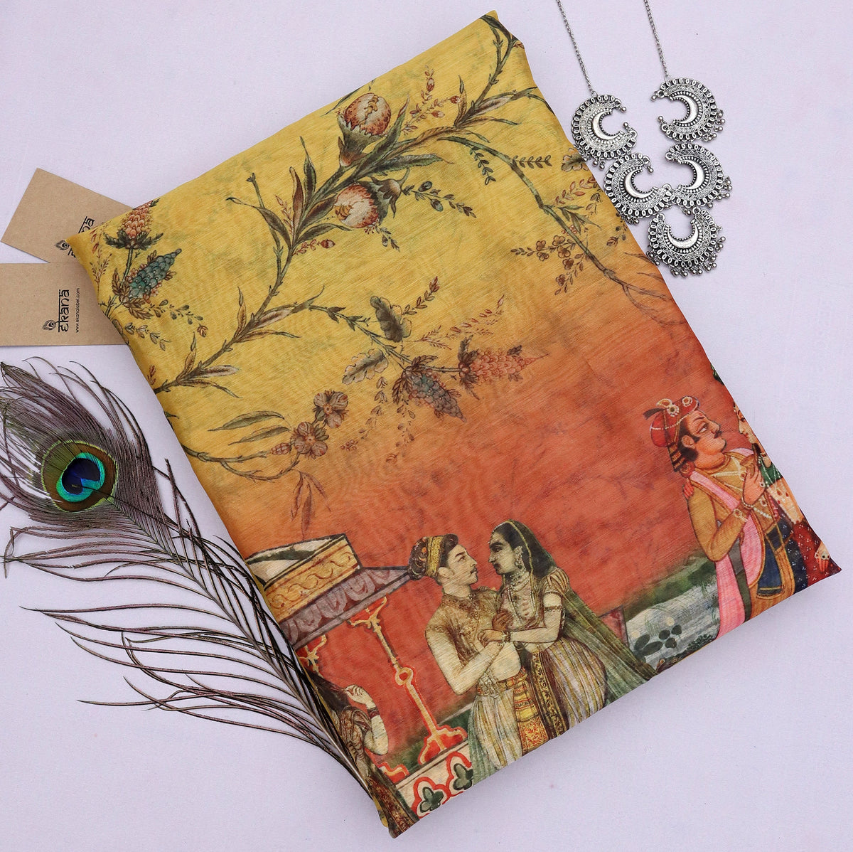 Heera Colorful Mughal Tapestry Saree-Saree-Ekana Label