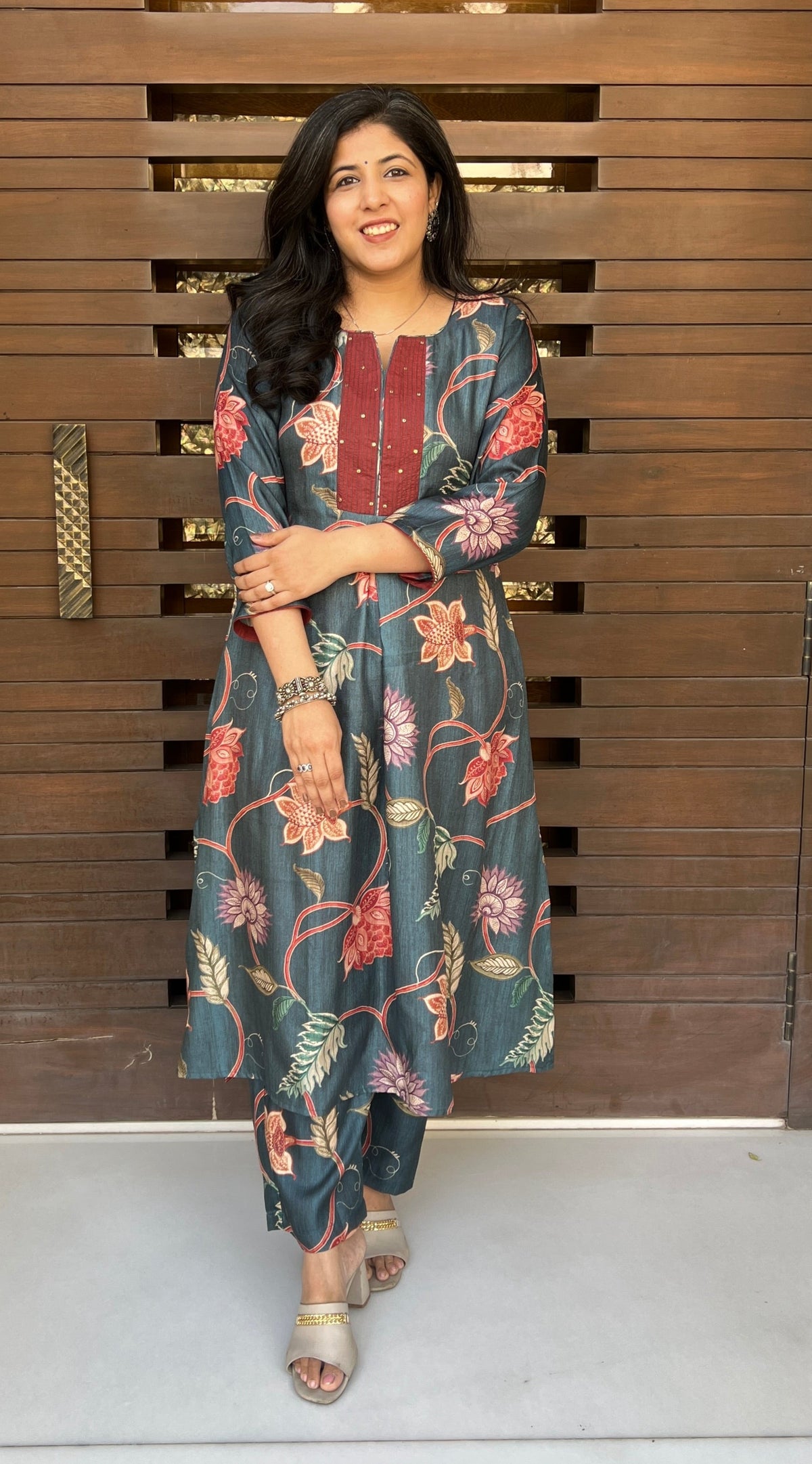 Vintage Blossom Kurta Set-Suit Set-Ekana Label