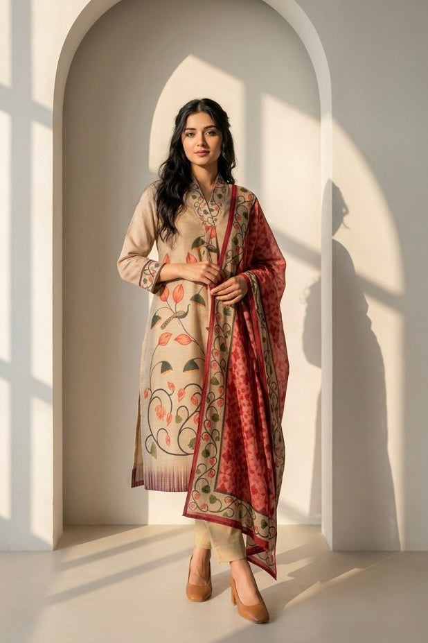 Beige Blossom Suit Set