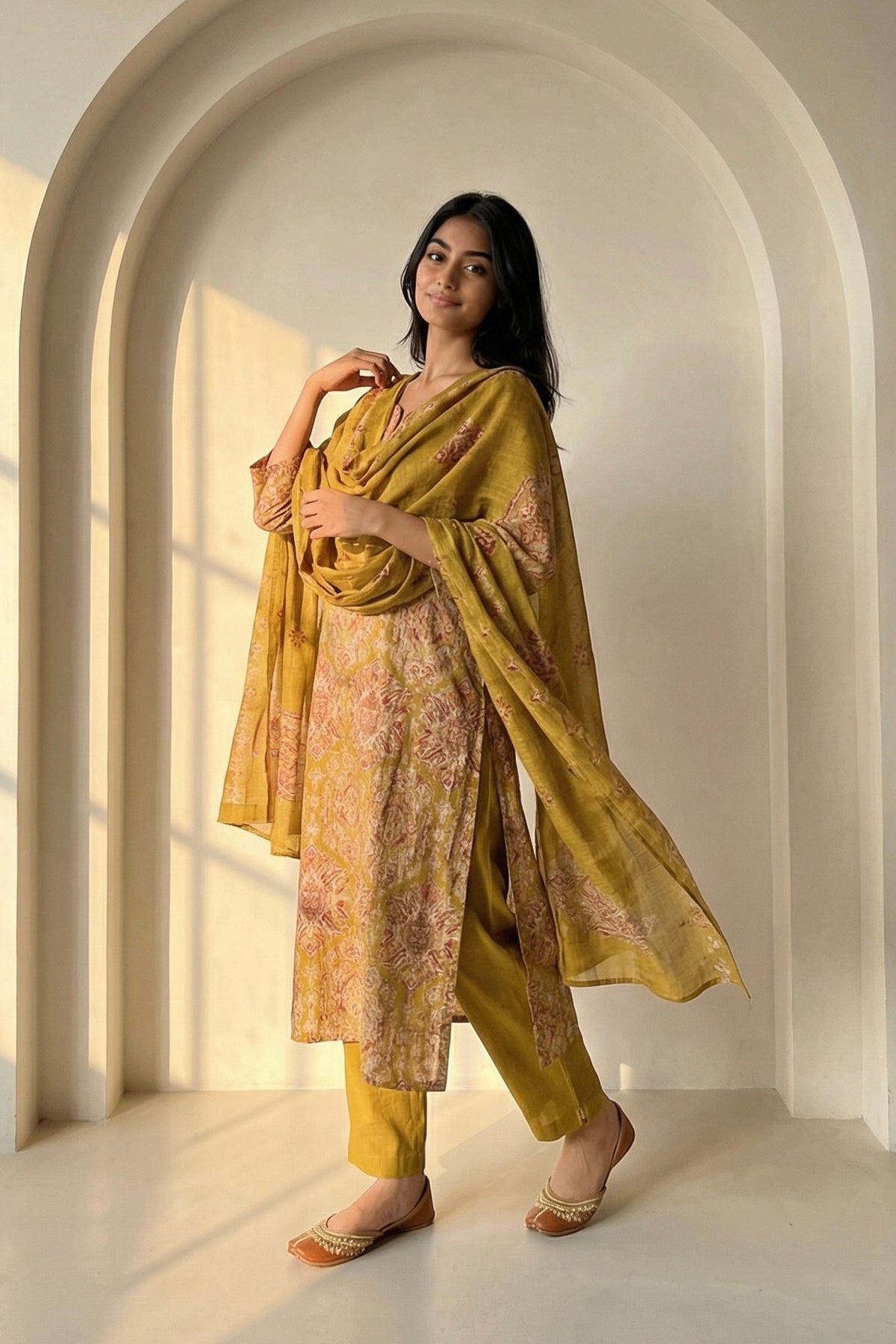 Mustard Mosaic Suit Set