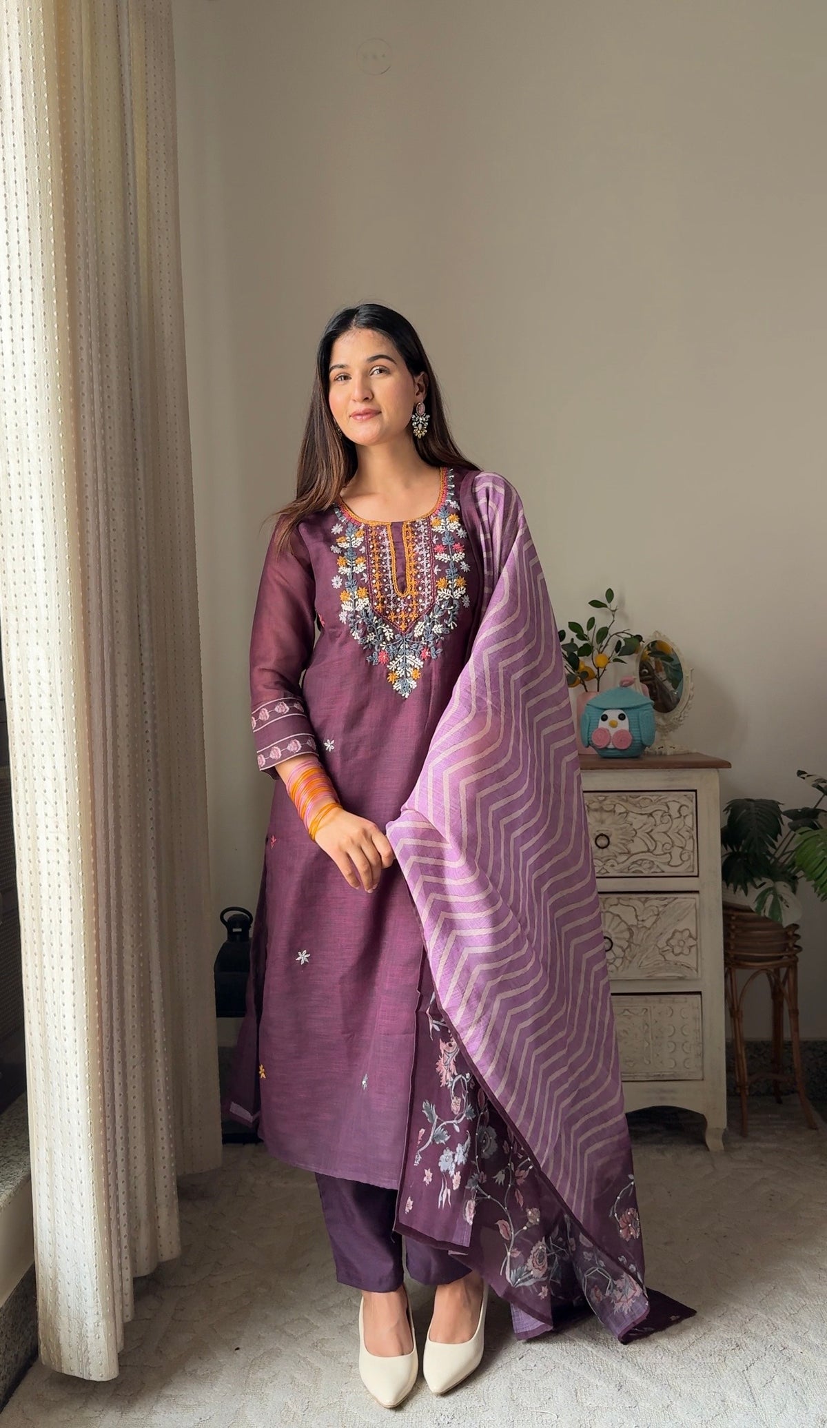 Plum Paradise Handwork Suit Set