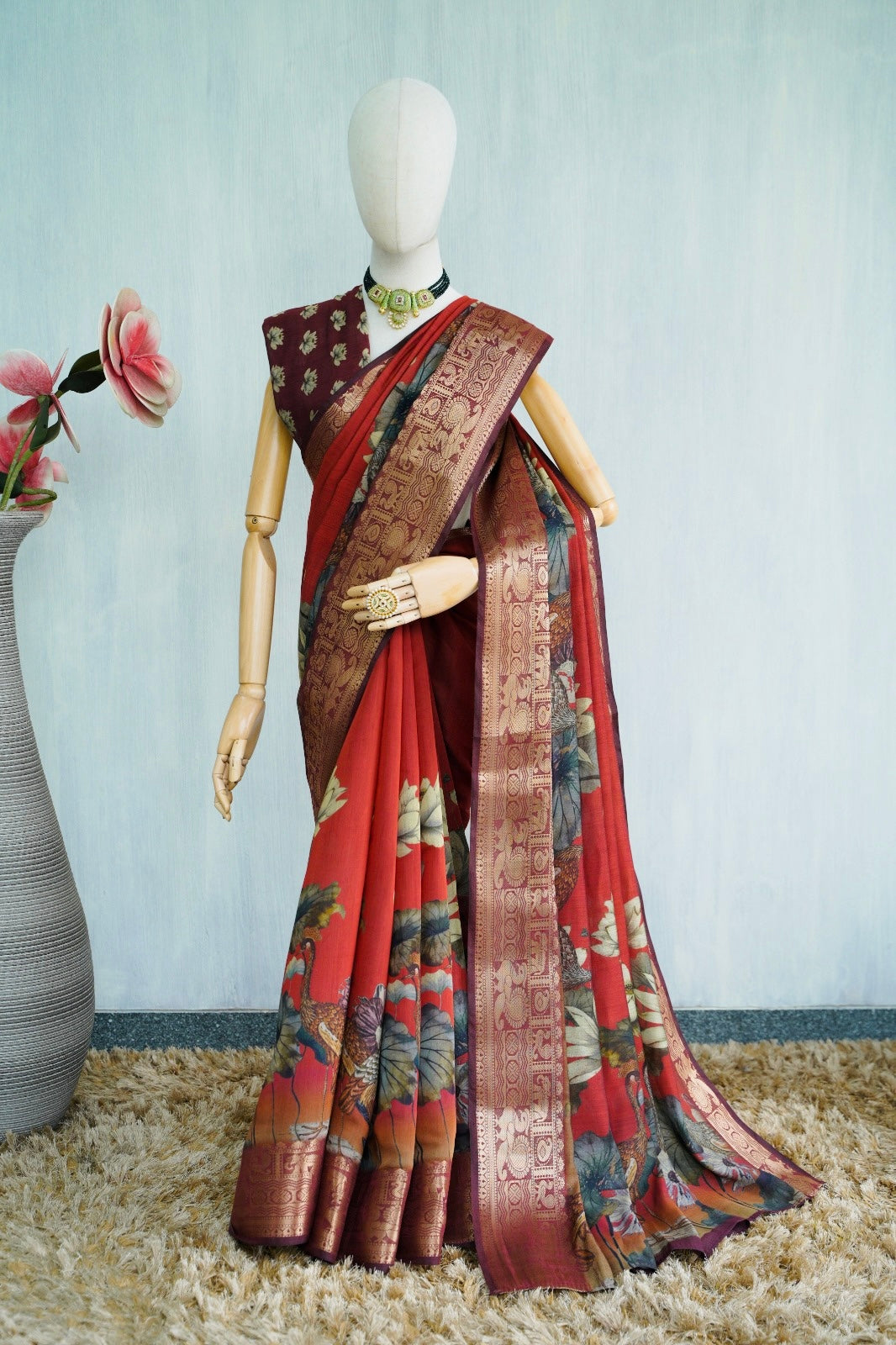 Lotus Red Grace Saree