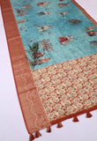 Navya Pichwai Blue Mughal Botanica Saree