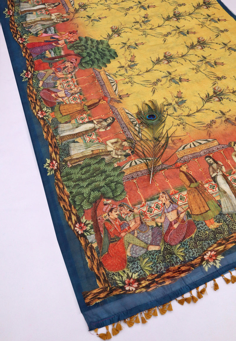 Heera Colorful Mughal Tapestry Saree-Saree-Ekana Label