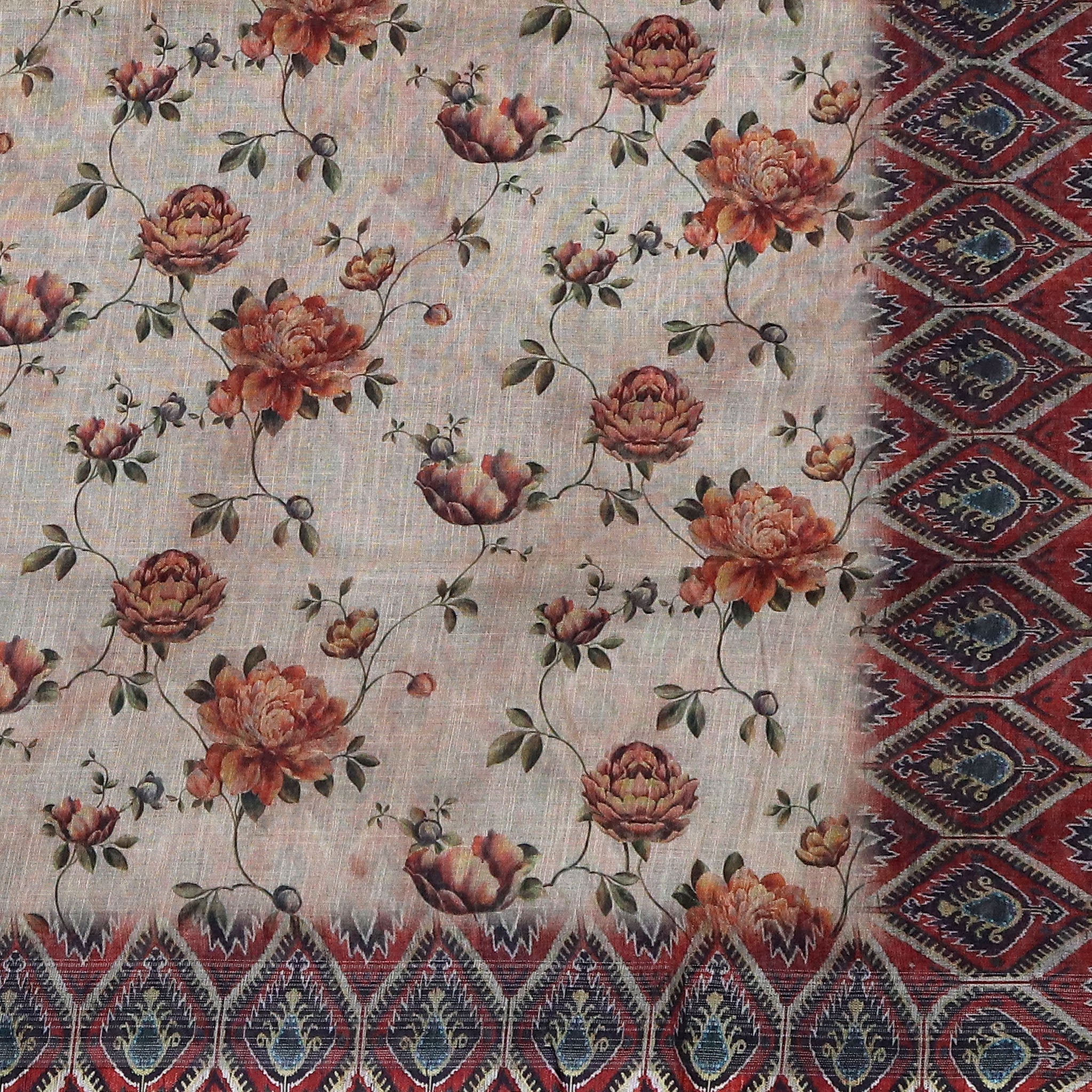Jaisvi Floral Fusion with Ikat Touch Sari