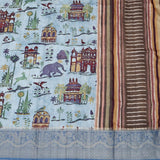 Adweta Saree of Captivating Elephants in Sky Blue