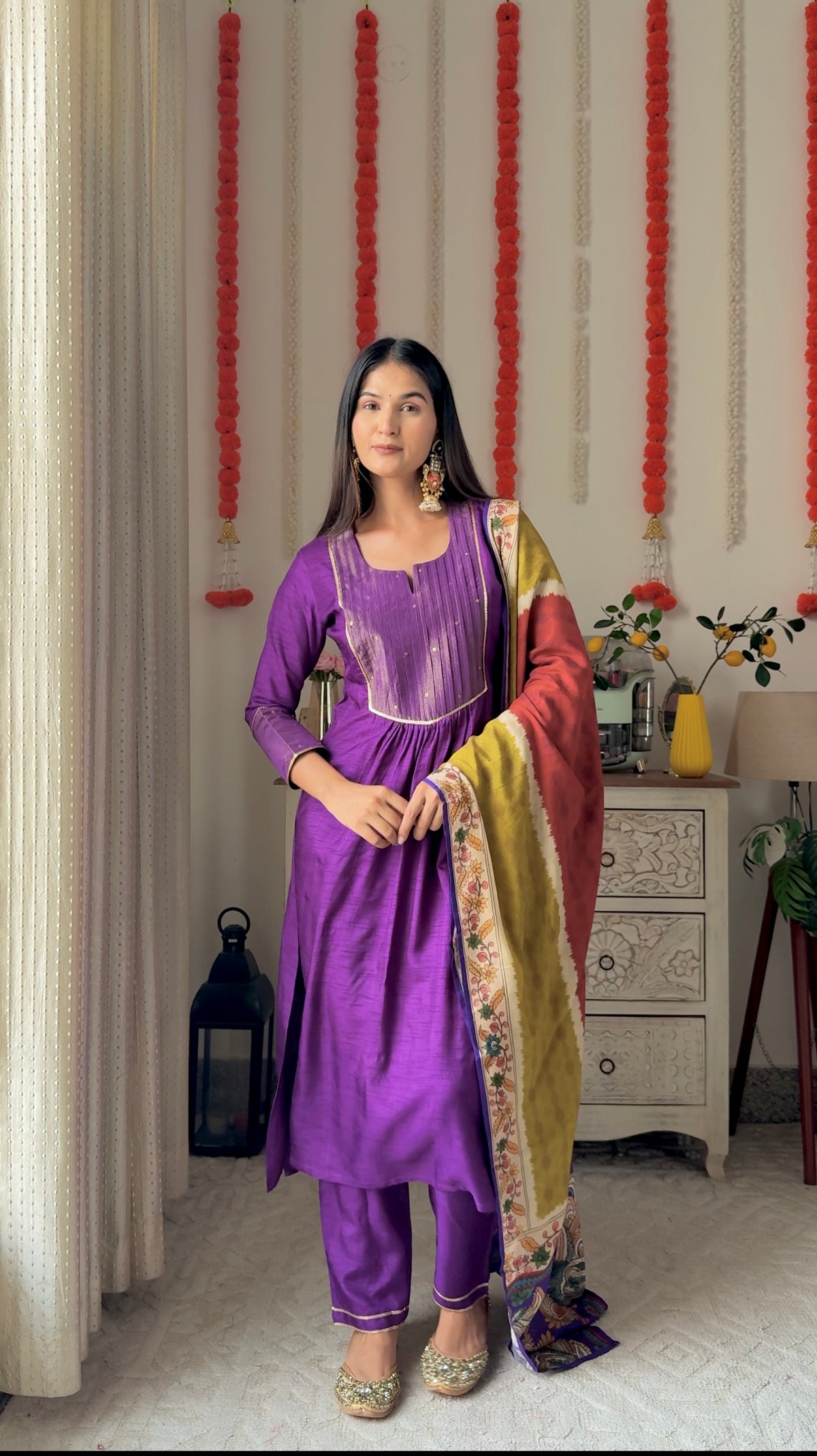 Purple Veena Dola Silk Suit Set