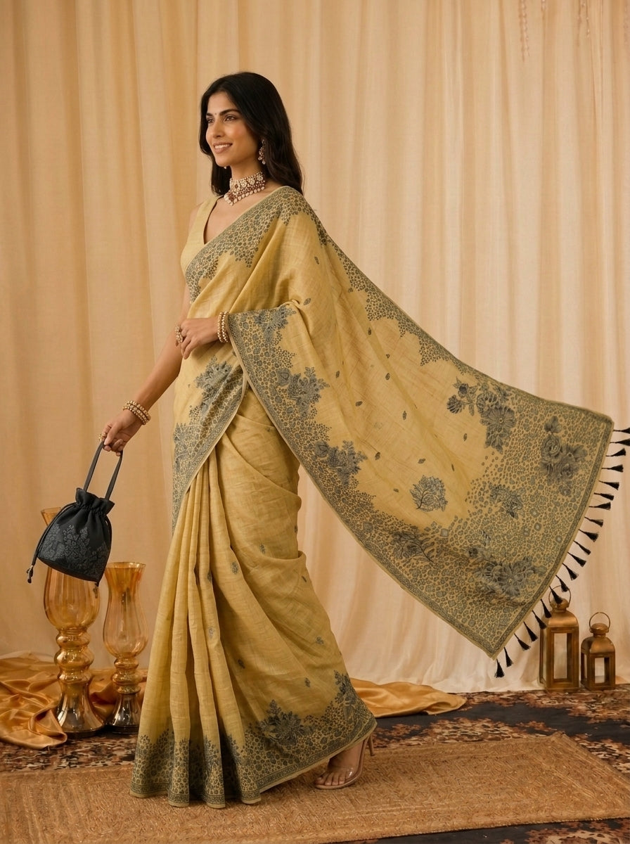 Mustard Meadow Saree