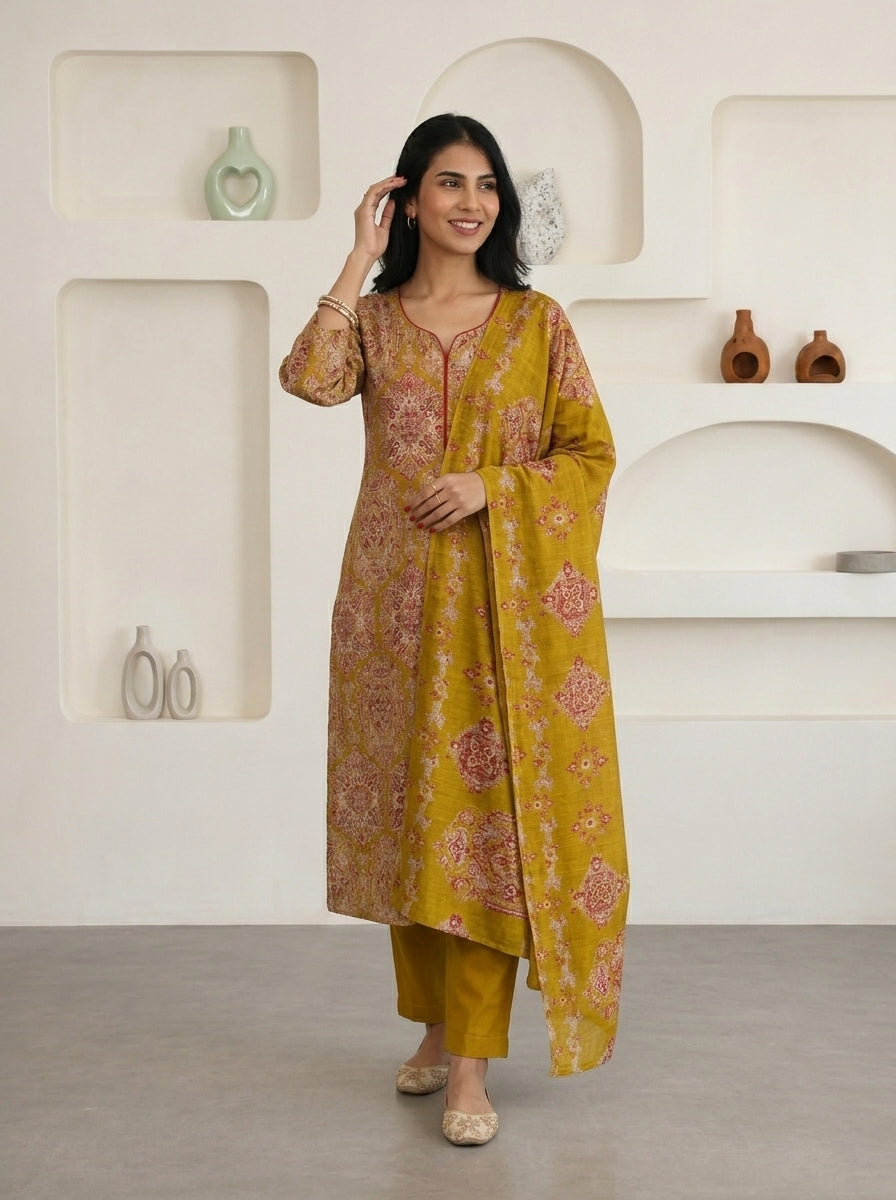 Mustard Mosaic Suit Set