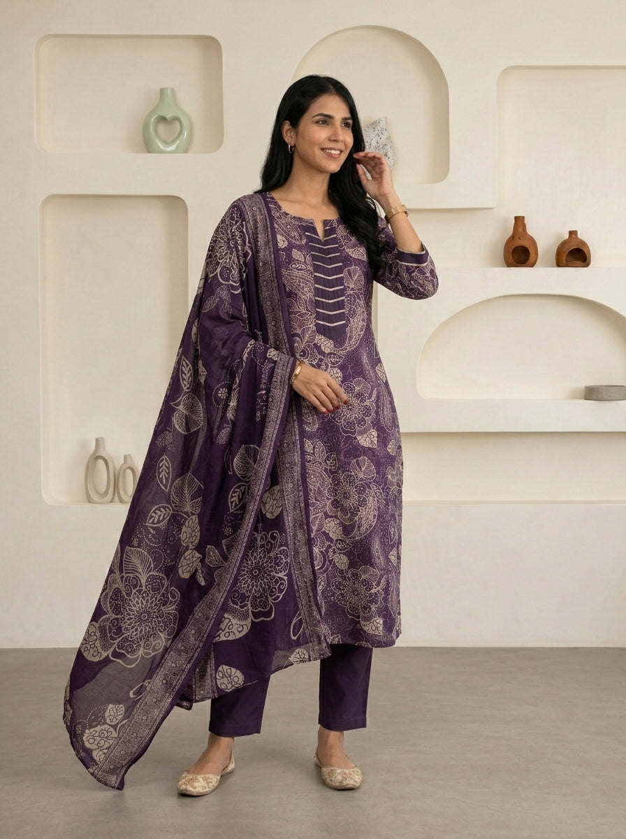Plum Paisley Suit Set