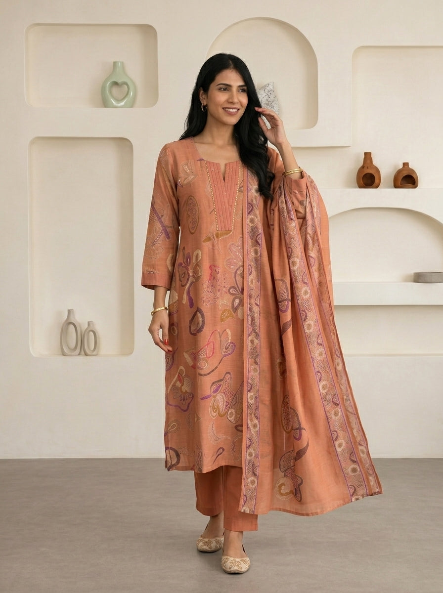 Peach Canvas Suit Set