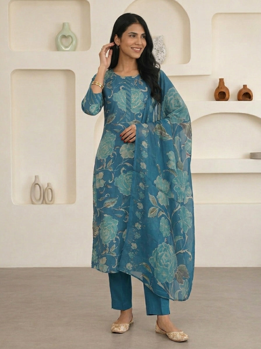 Blue Petal Suit Set