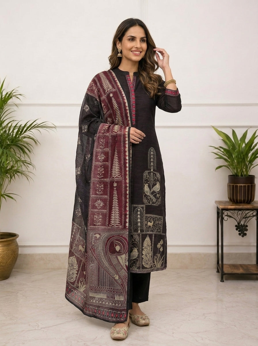 Print Postcard Linen Suit Set