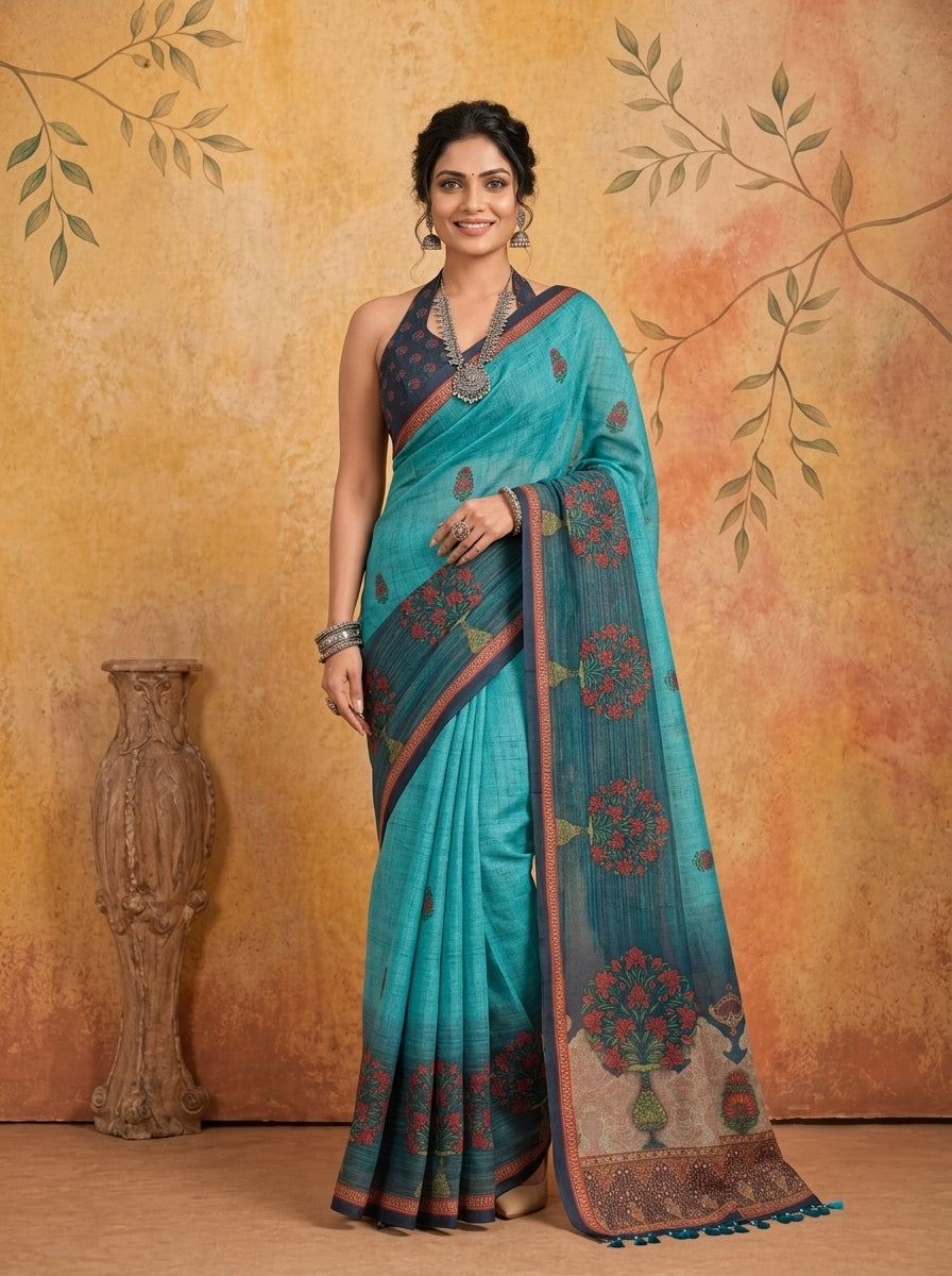 Leela Teal Saree