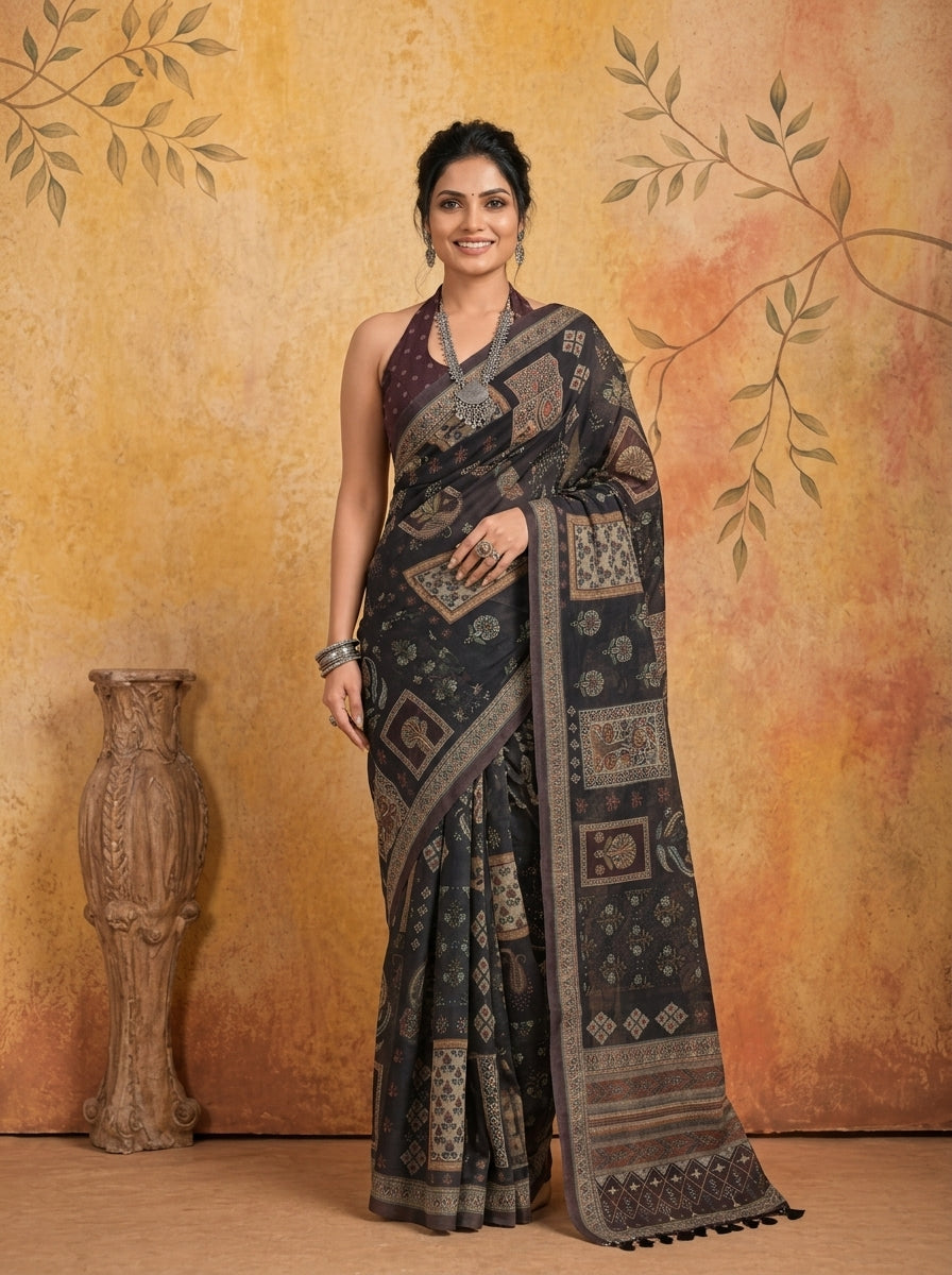 Aavya Ajrakh Saree