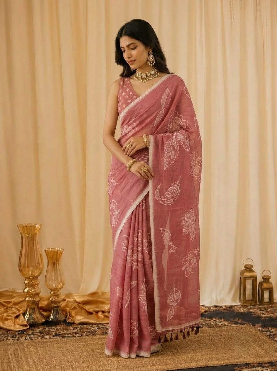 Gulaabika Pink Jamdani Saree