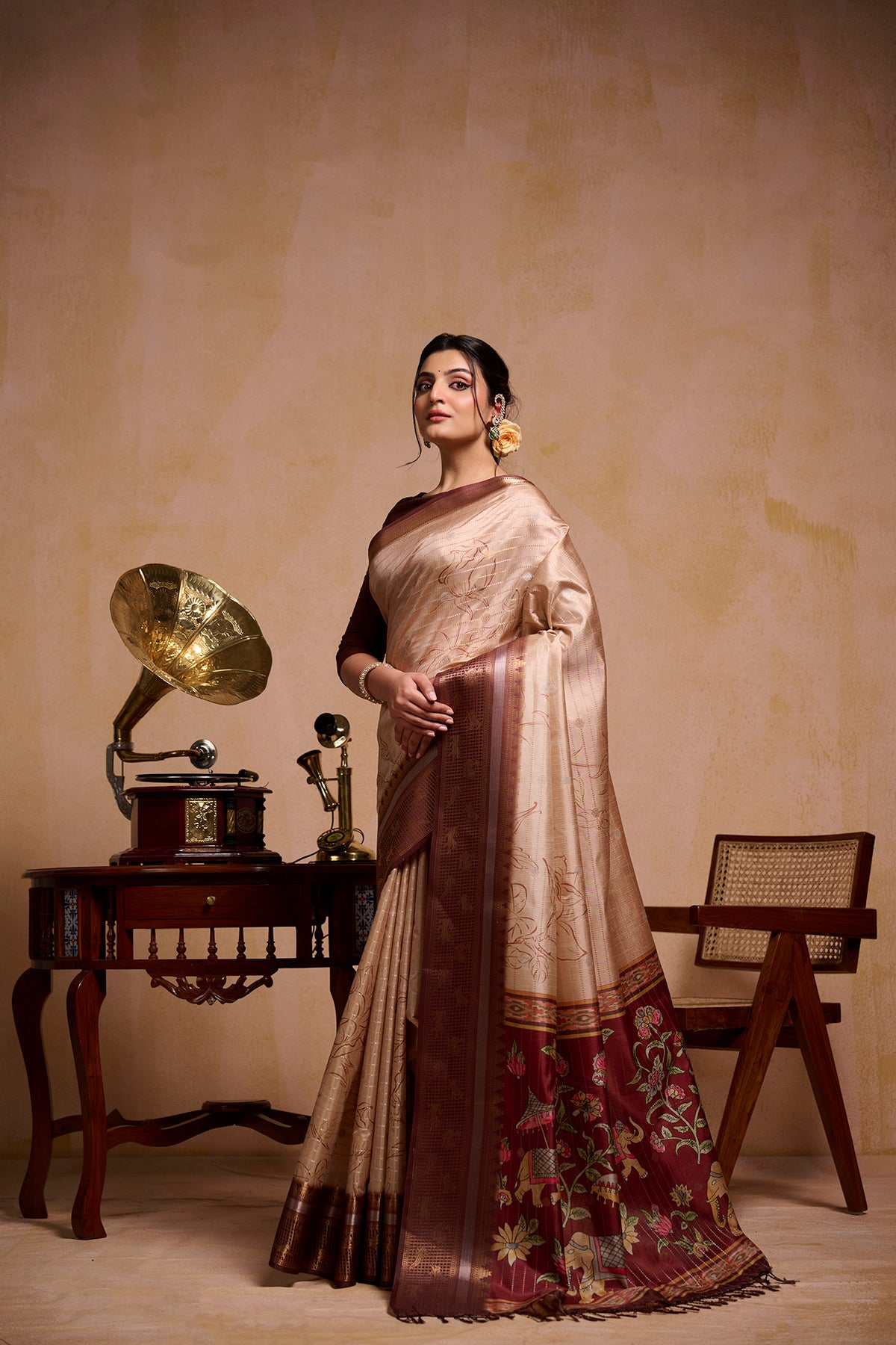 Elephant Blooms Saree