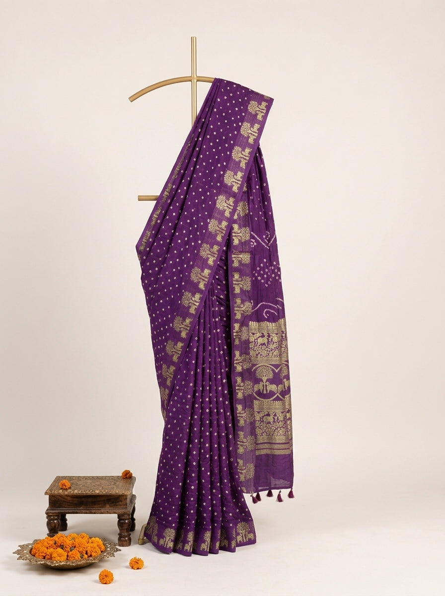 Jamuni Pure Bandhani Saree