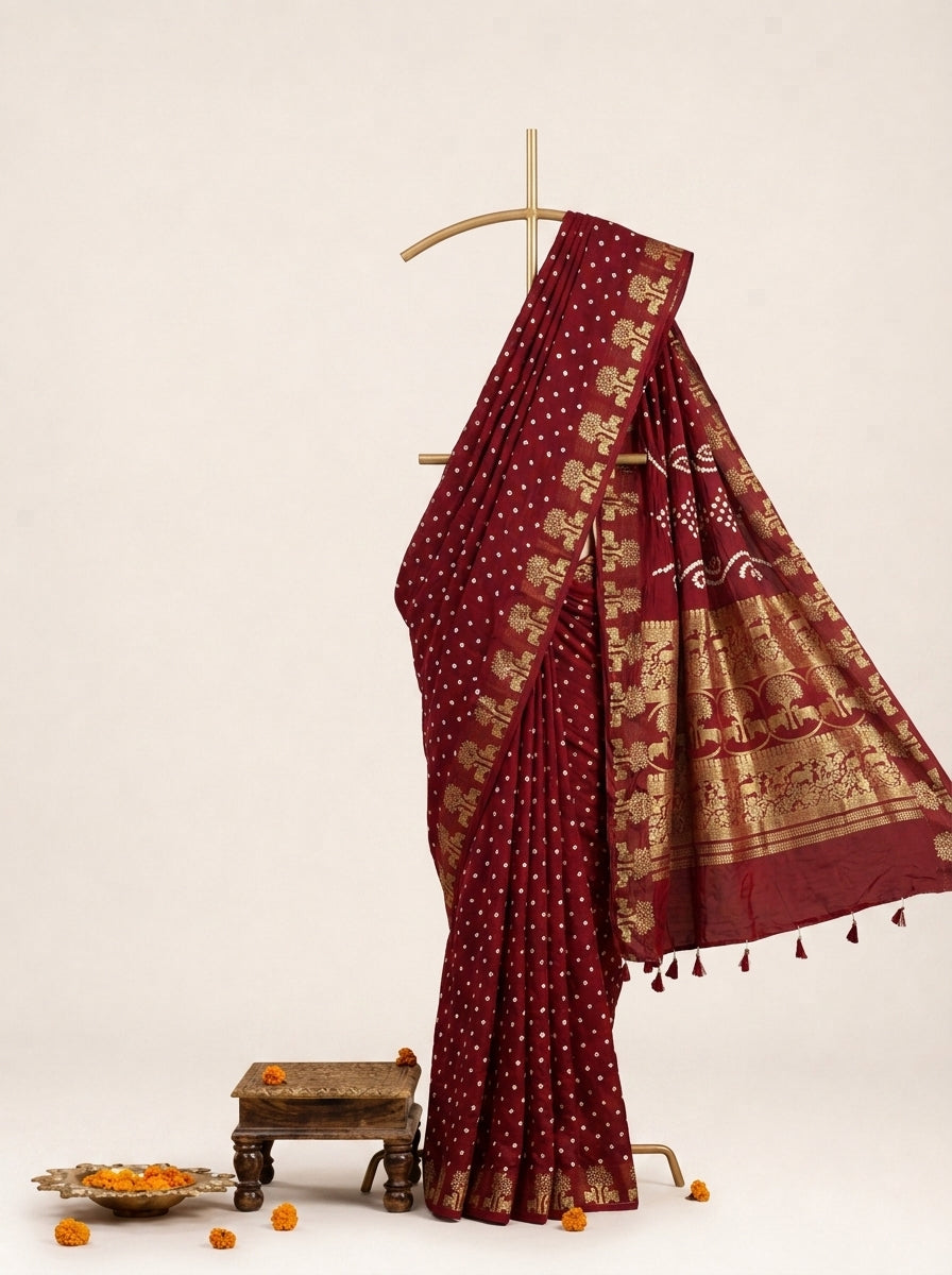 Sindoor Saaz Pure Bandhani Saree