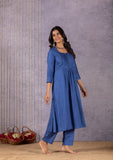 Dia Pleated Perfection in Blue Suit Set