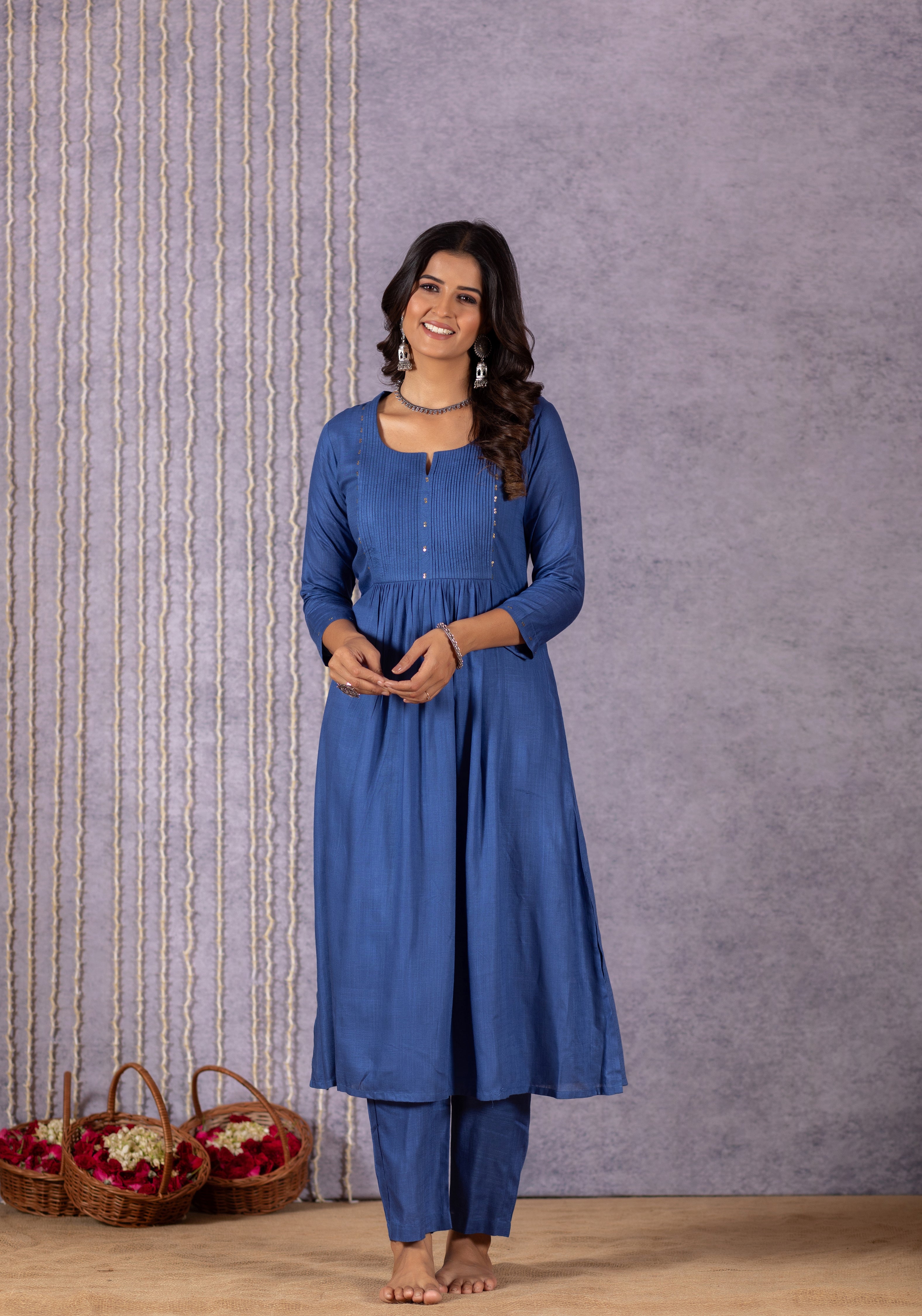 Sia Front-Pleat Blue Bliss with Phad Suit Set