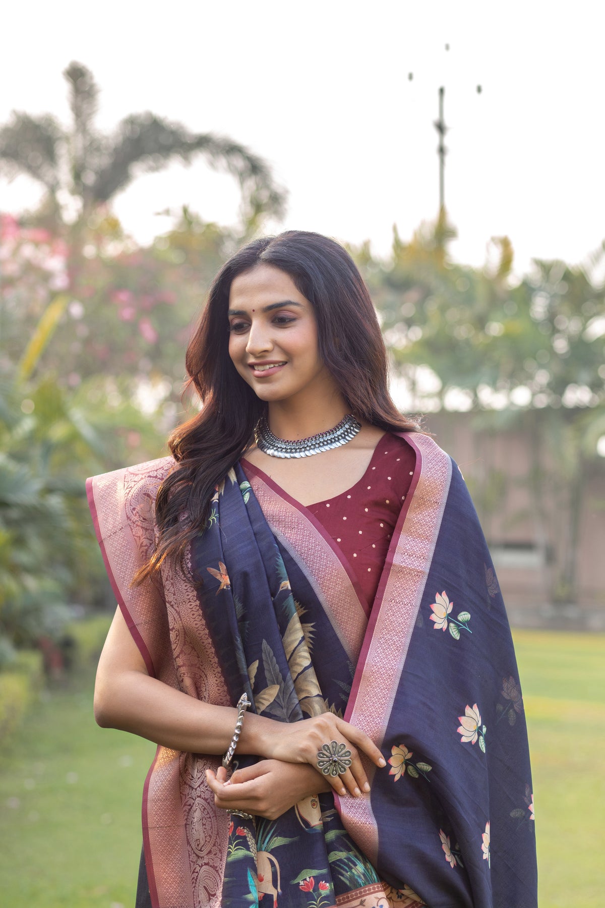 Madhurima Deep Blue Pichwai Saree-Saree-Ekana Label