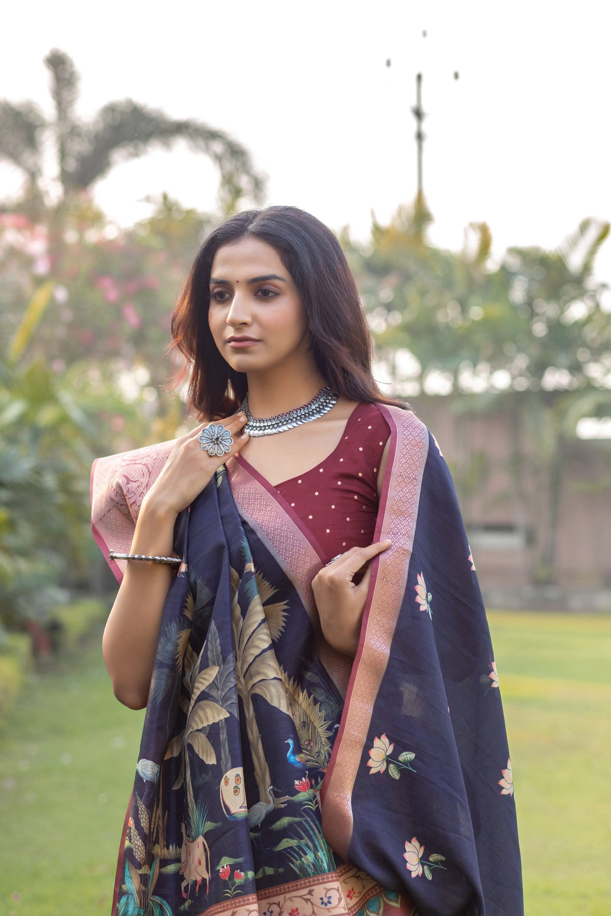 Madhurima Deep Blue Pichwai Saree-Saree-Ekana Label
