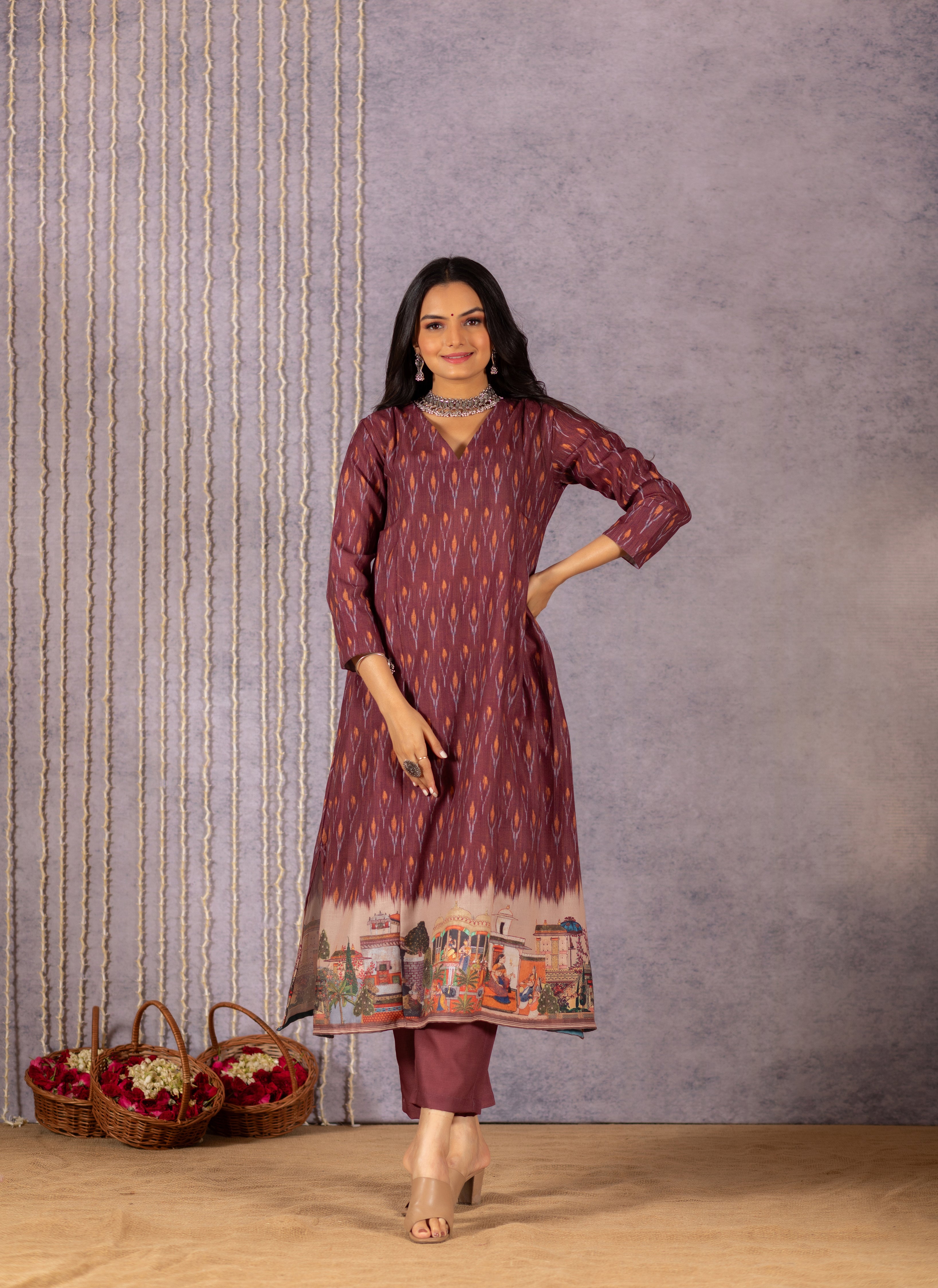 Neeve Ikkat Impressions with Mughal Flair Suit Set
