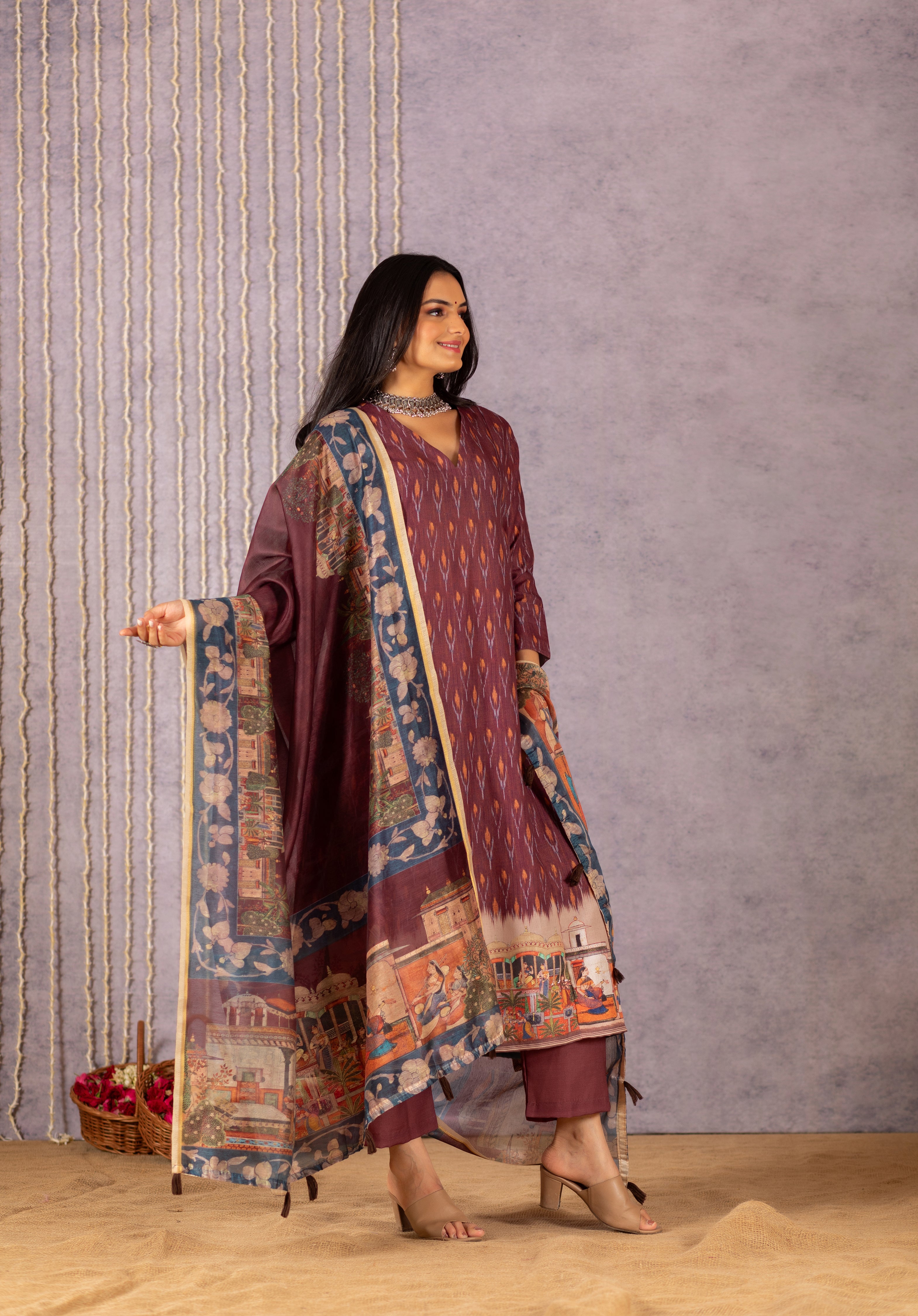 Neeve Ikkat Impressions with Mughal Flair Suit Set