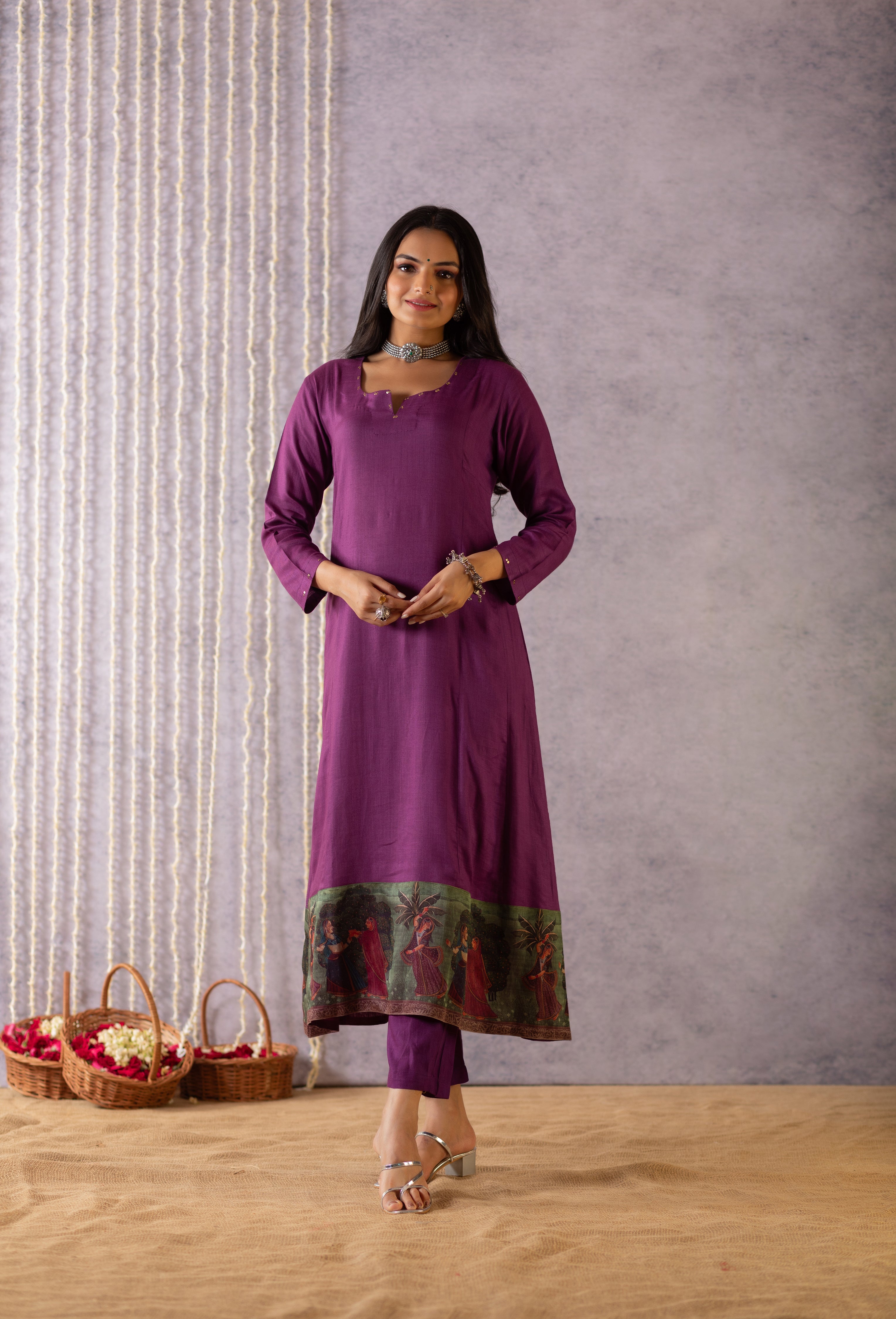 Amora Purple Mughal Charm Suit Set