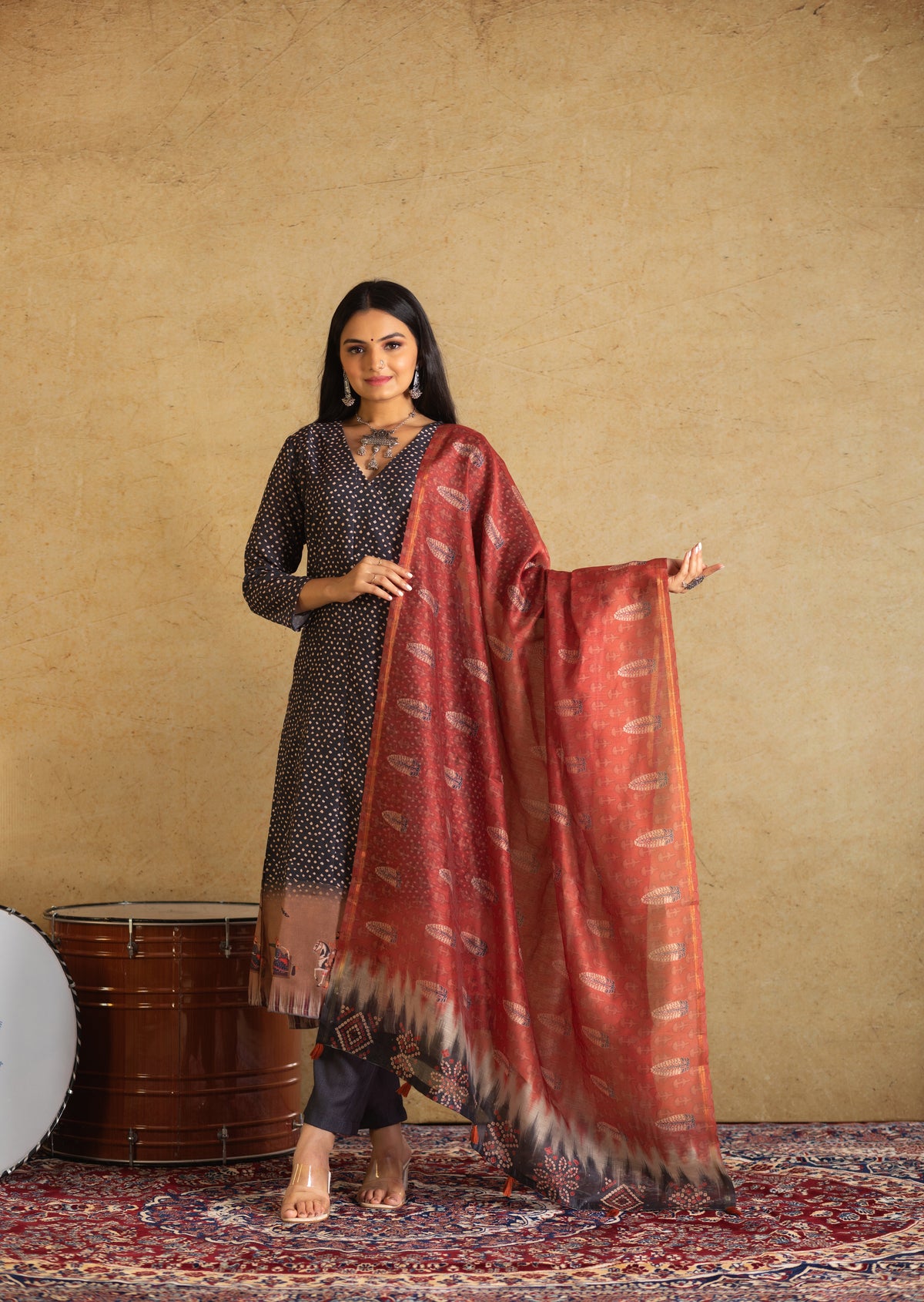 Kanak Ikkat Dupatta-Dupatta-Ekana Label