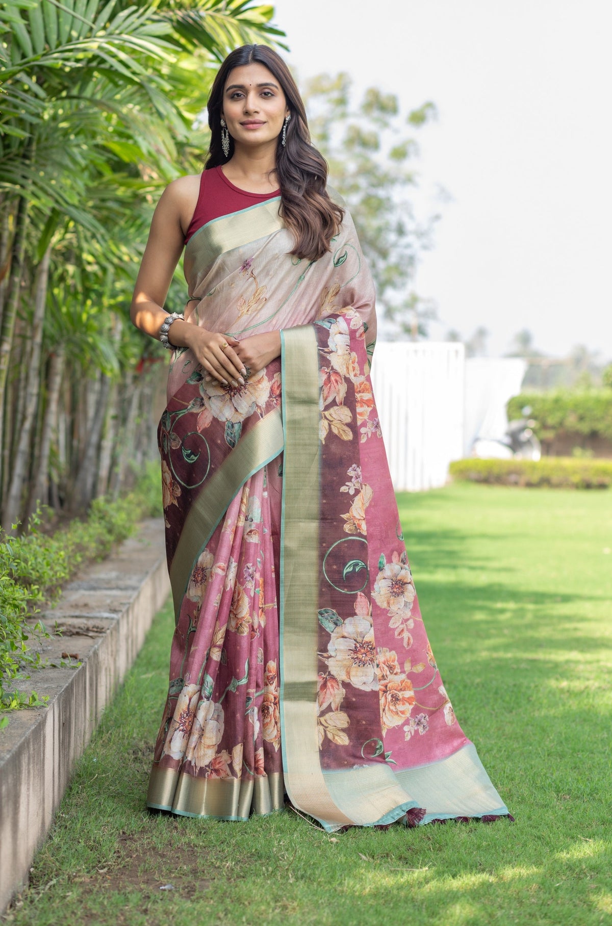 Shaan Ombre Orchid Saree-Saree-Ekana Label