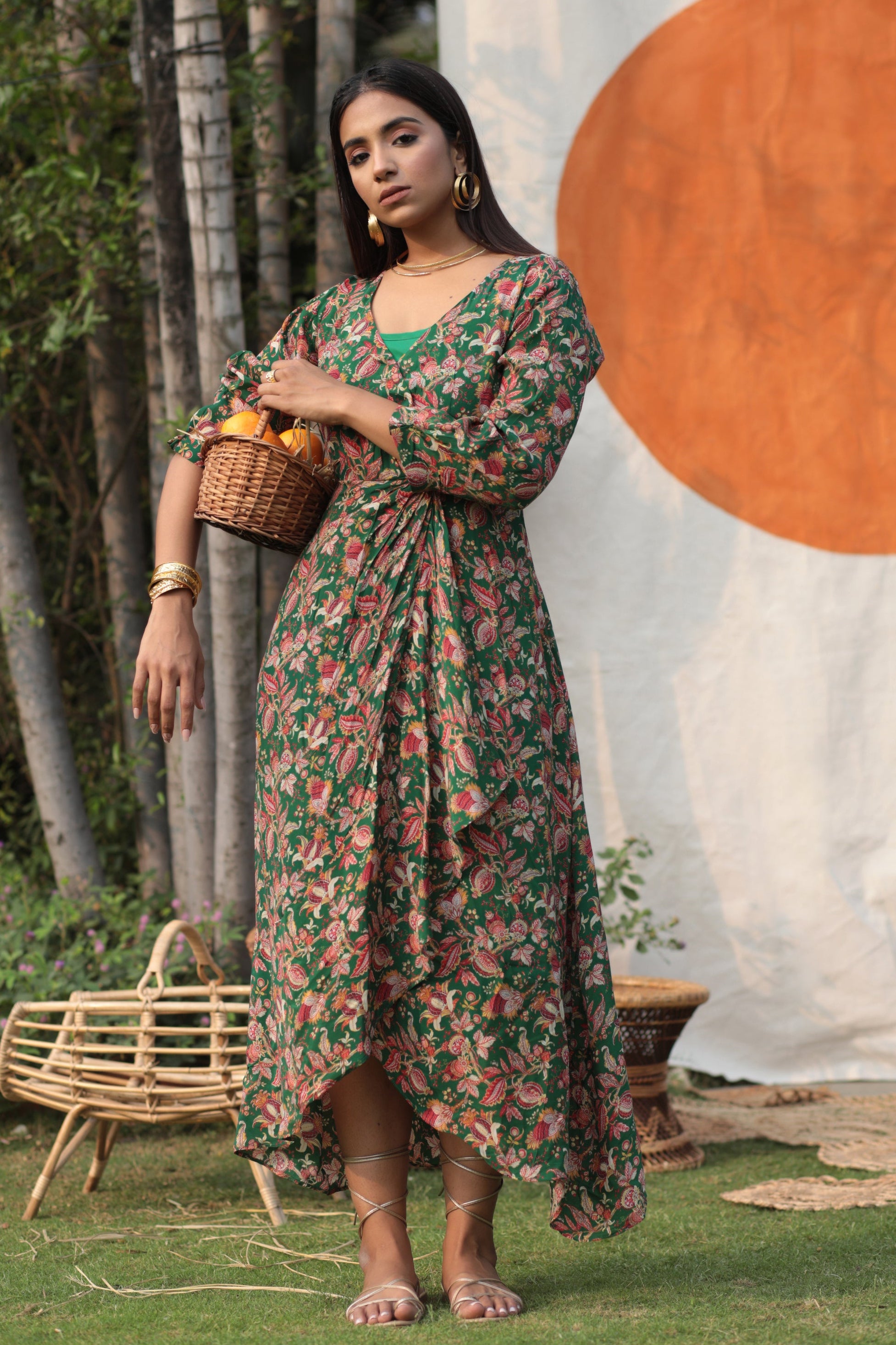 kalamkari dress neck designs A beautiful kalamkari dress with a modern front knot neck design , blending ethnic elegance