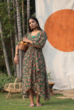 Green Modern Kalamkari Silhouette Dress