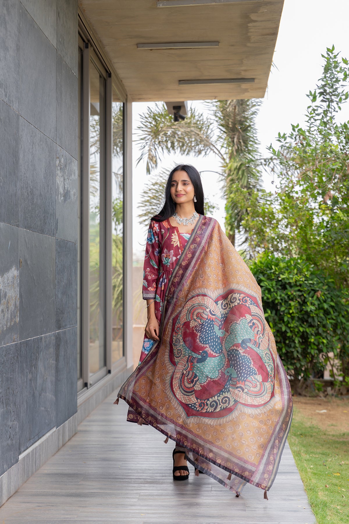 Basanti Kalamkari Suit Set-Suit Set-Ekana Label