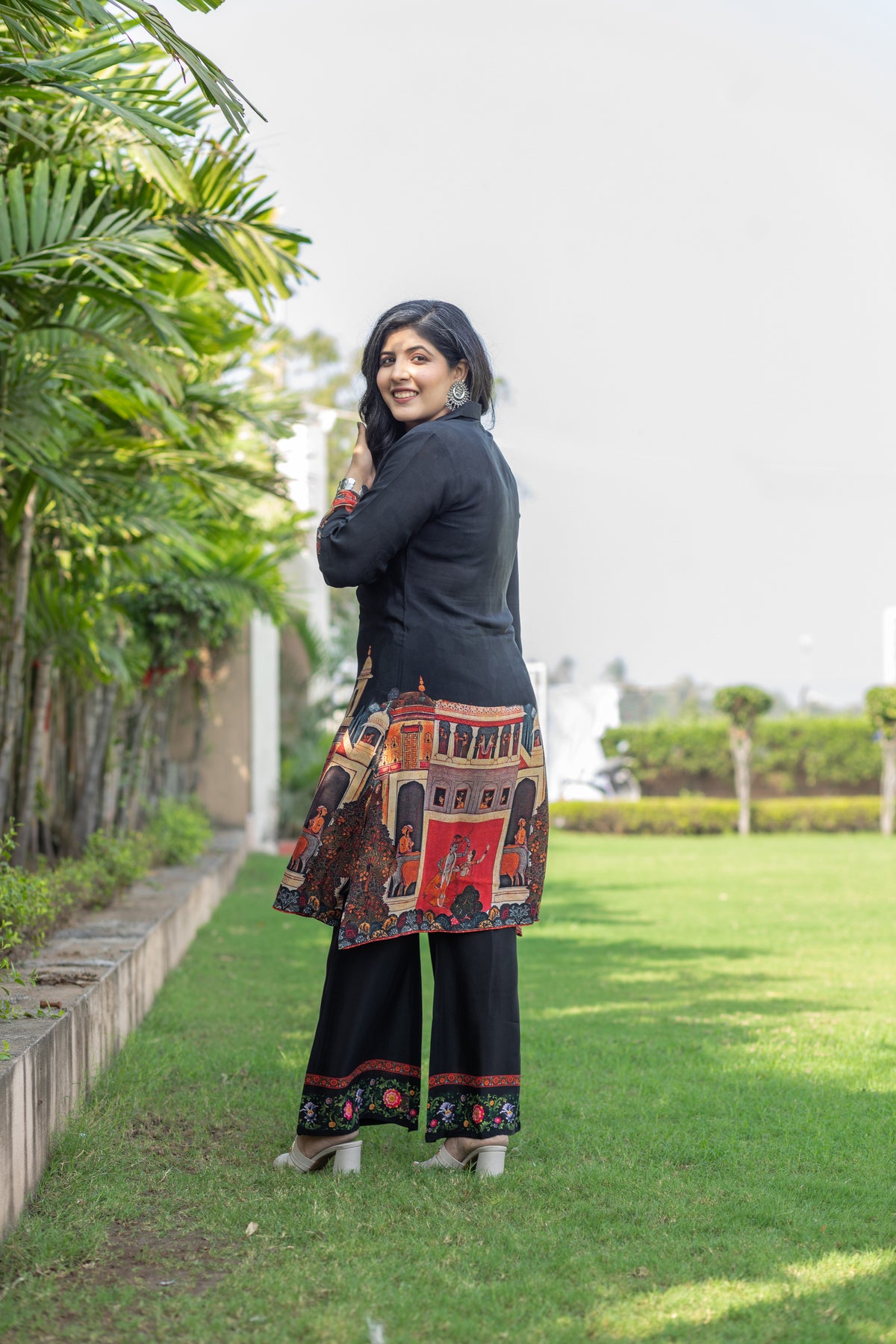 Black Diamond Mughal Collar Co-ord Set-Clothing-Ekana Label