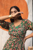 Green Modern Kalamkari Silhouette Dress