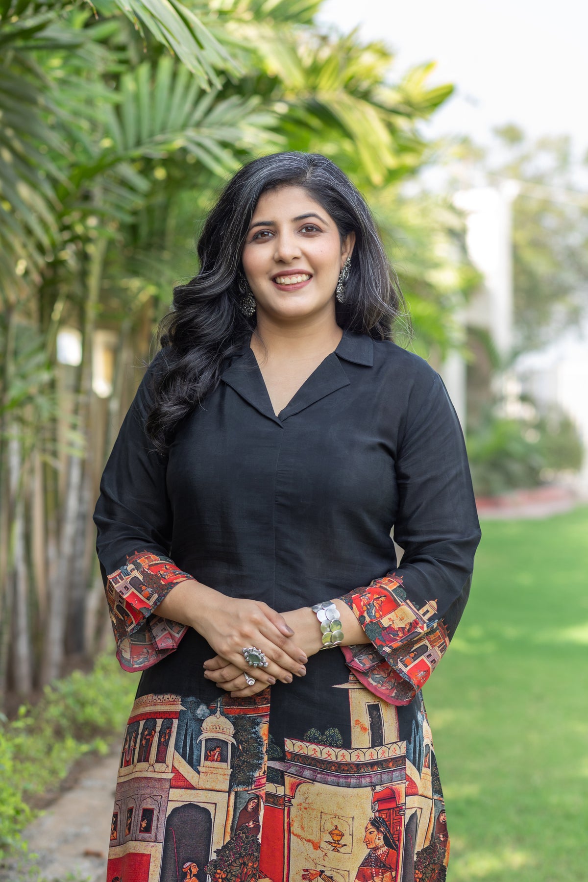 Black Diamond Mughal Collar Co-ord Set-Clothing-Ekana Label