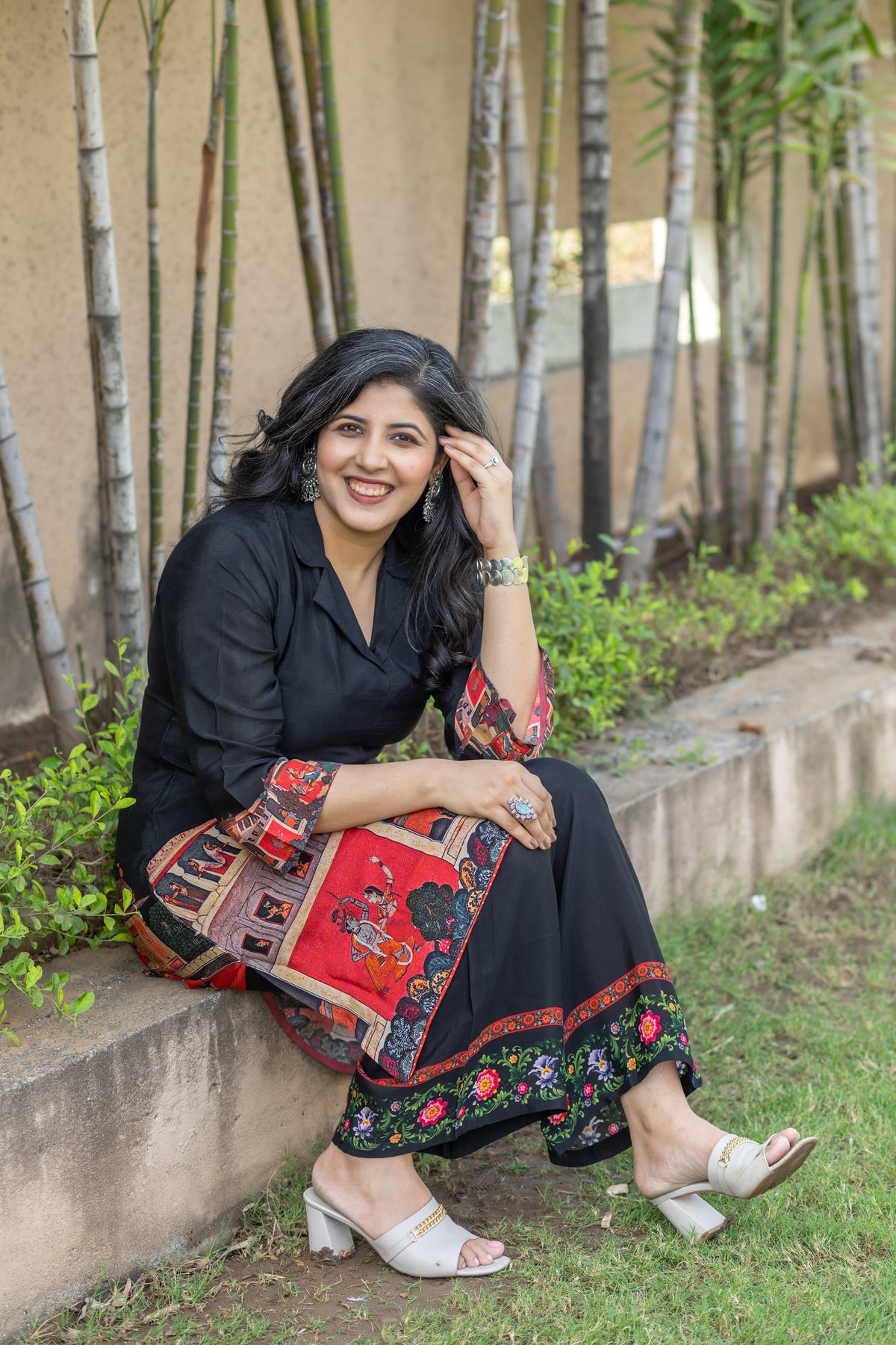 Black Diamond Mughal Collar Co-ord Set-Clothing-Ekana Label
