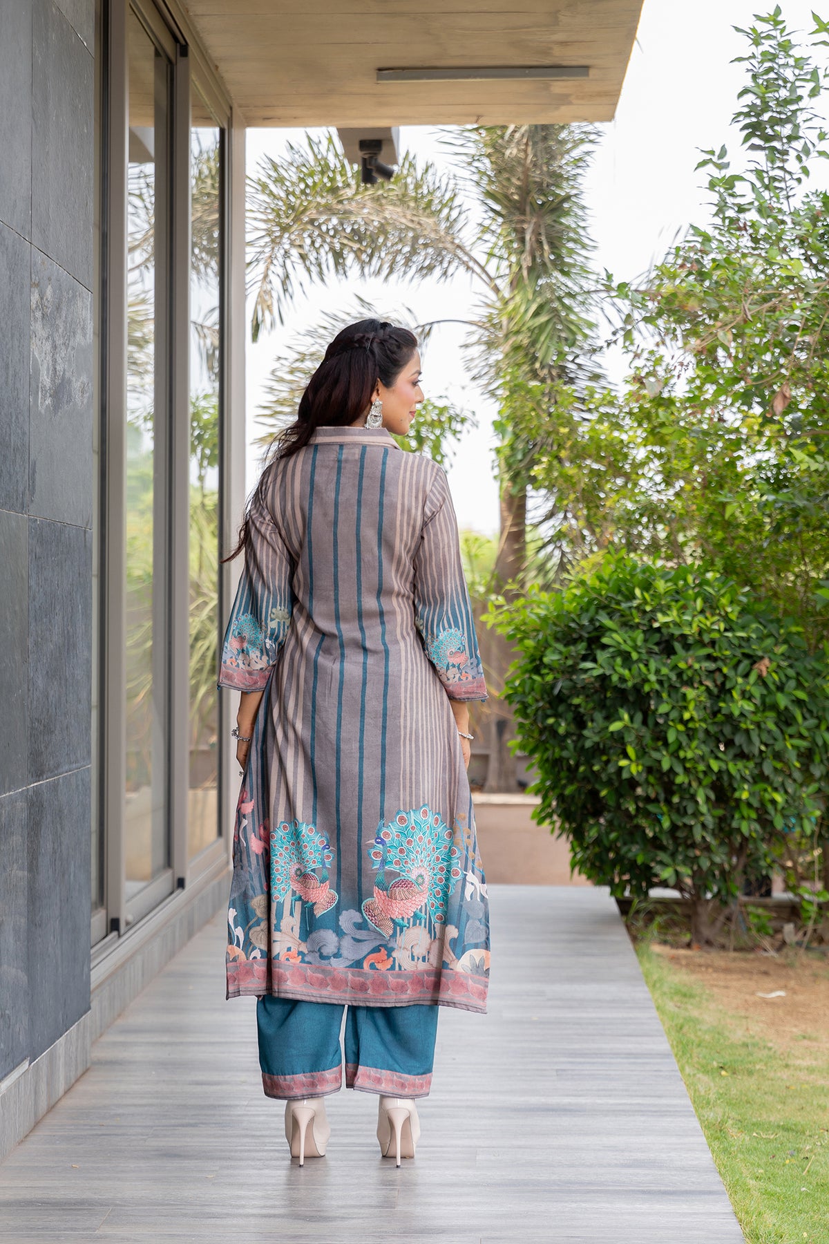 Meera Kalamkari Collar Kurta Set-Kurta Set-Ekana Label