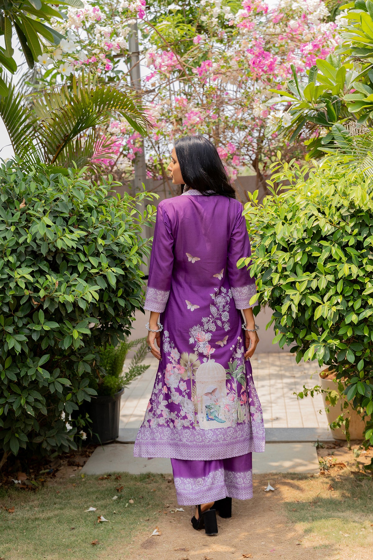 Sujata Purple Three Piece Set-Suit Set-Ekana Label
