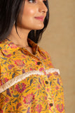 Joyce Kalamkari Canvas in Bright Yellow Pant Set