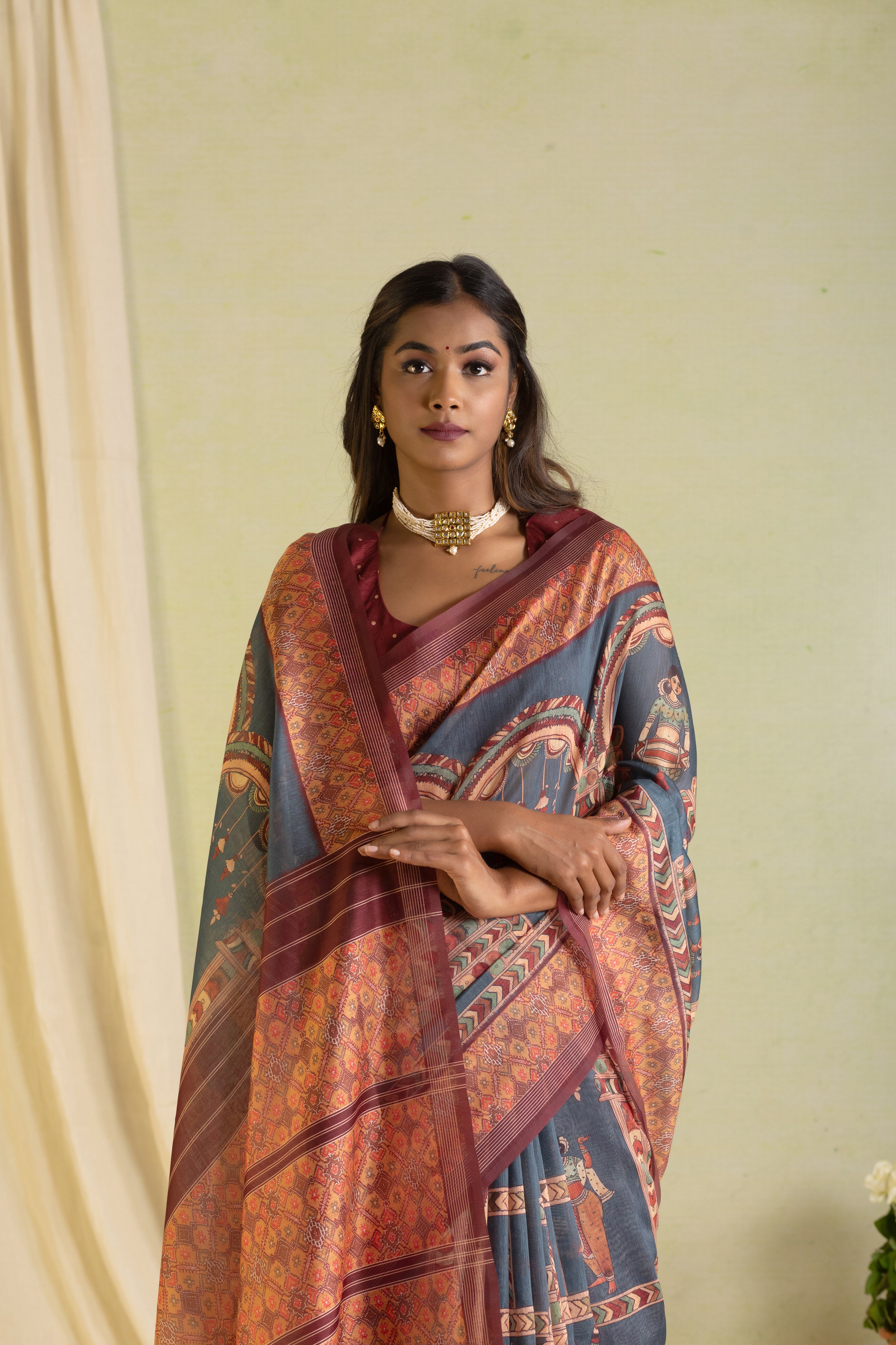 Sanusha Kalamkari Patola Saree