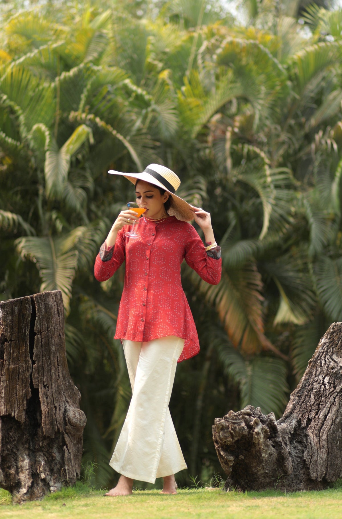 Bandhej Back Pattern With Bhagalpuri Pants-Western-Ekana Label