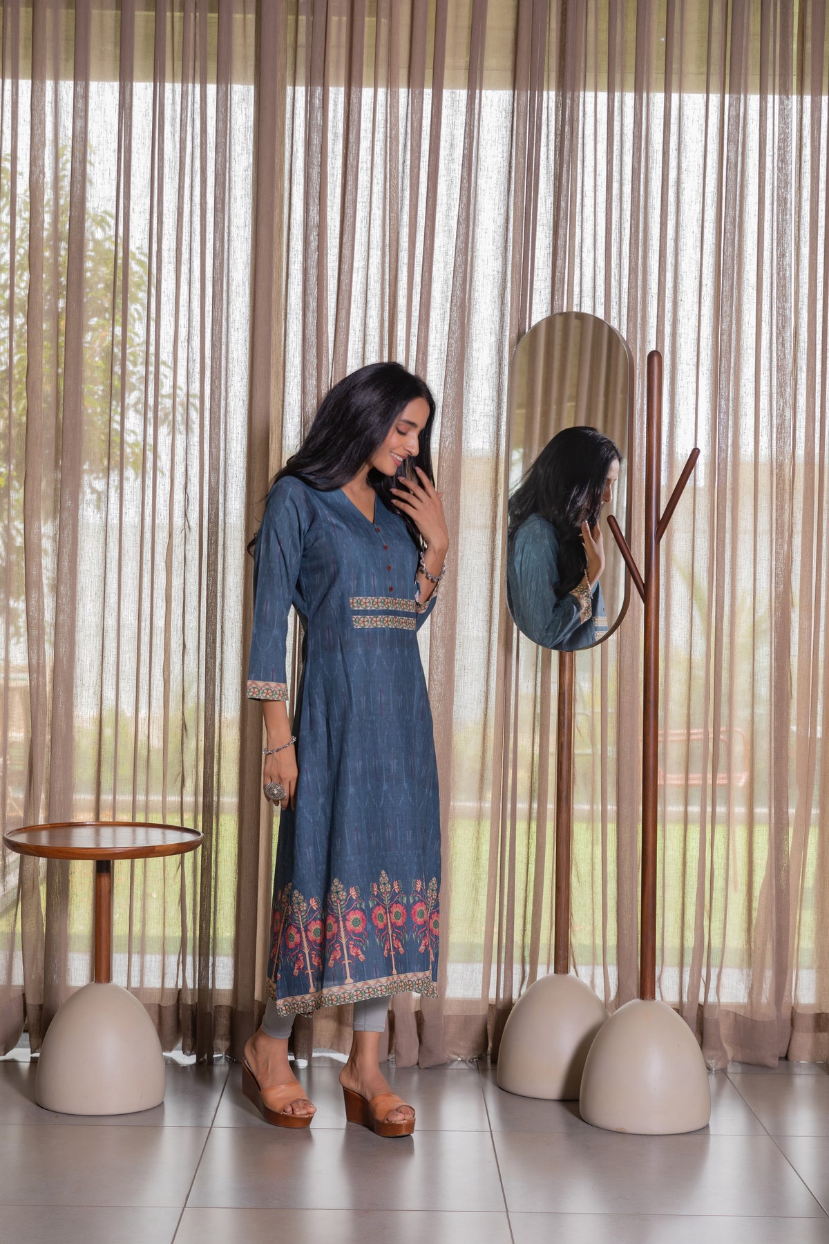 Chamak Ikkat Kurta With Dupatta-Kurta with dupatta-Ekana Label