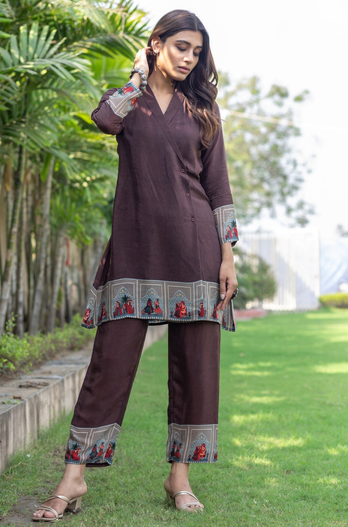 Brown Royalty Blazer Co-ord Set-Western-Ekana Label