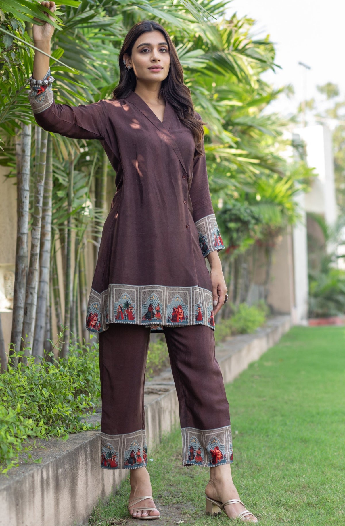 Brown Royalty Blazer Co-ord Set-Western-Ekana Label