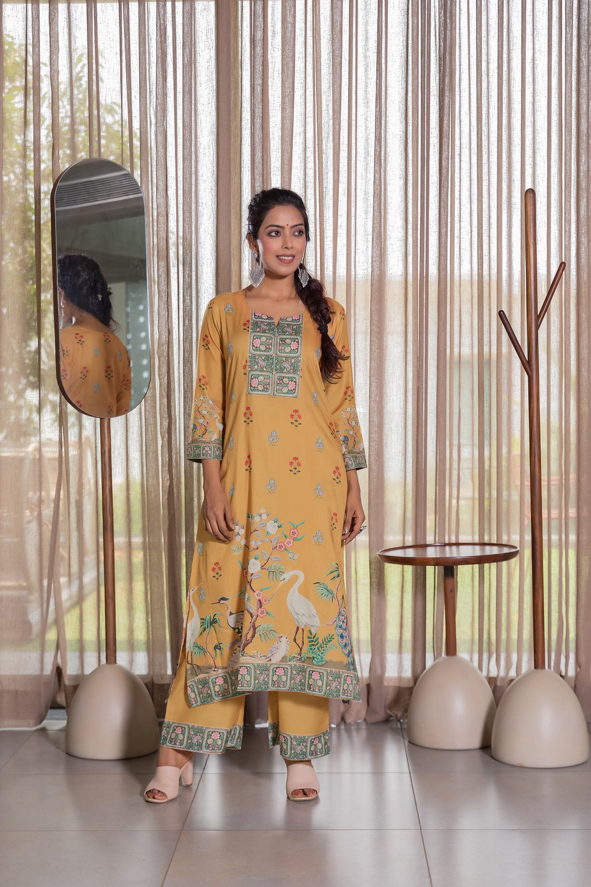 Meena Peacock Yellow Suit Set-Suit Set-Ekana Label