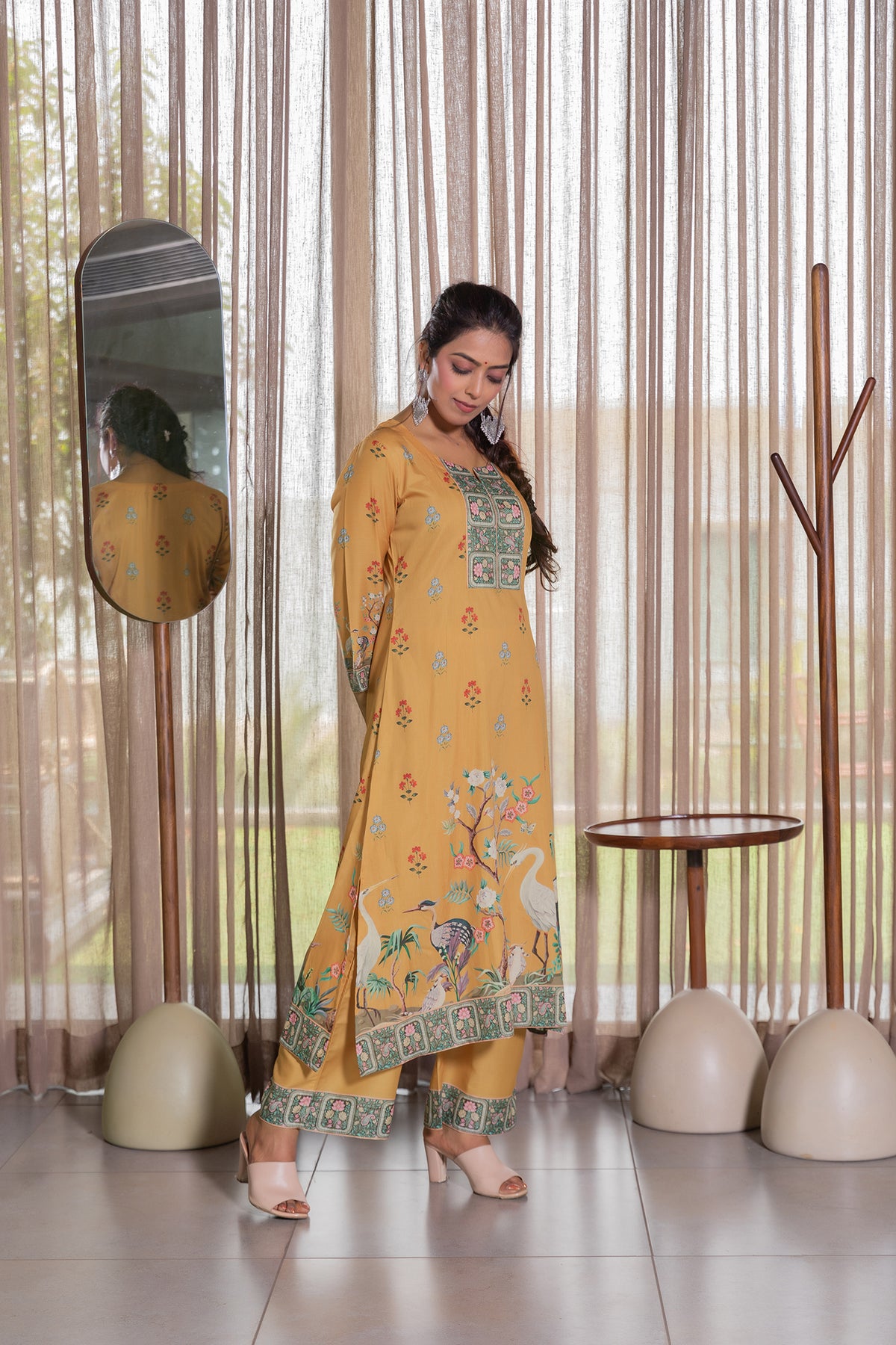 Meena Peacock Yellow Suit Set-Suit Set-Ekana Label