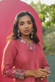 Kylie Print Detailed Pink Pure Linen Co-ord Set